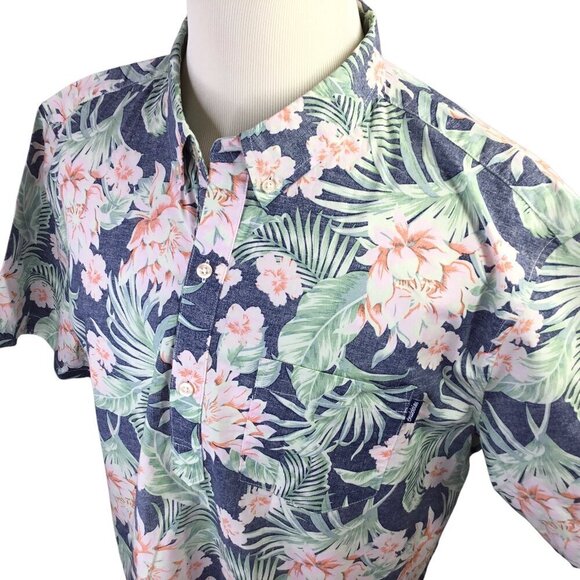 Chubbies Popover Hawaiian Floral Blue Shirt XXL Short Sleeve Stretch Tropical - Picture 1 of 9